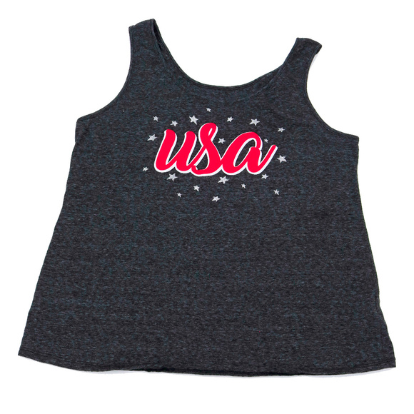 Made in USA Tops - EUC Dark Gray Black USA and Stars Tank Top